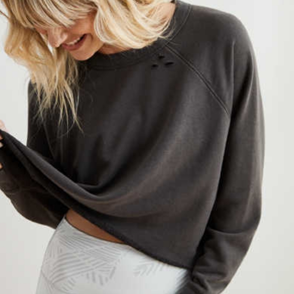aerie sunday soft distressed crew sweater